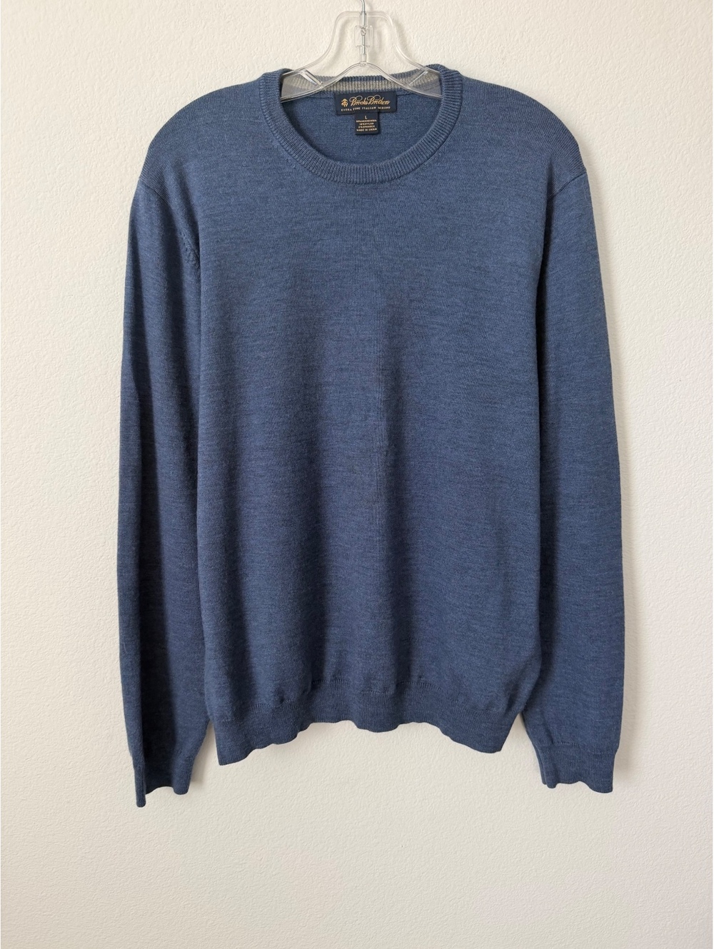 Brooks Brothers Long Sleeve Crew Neck Blue Pullover Sweater Men's Size L